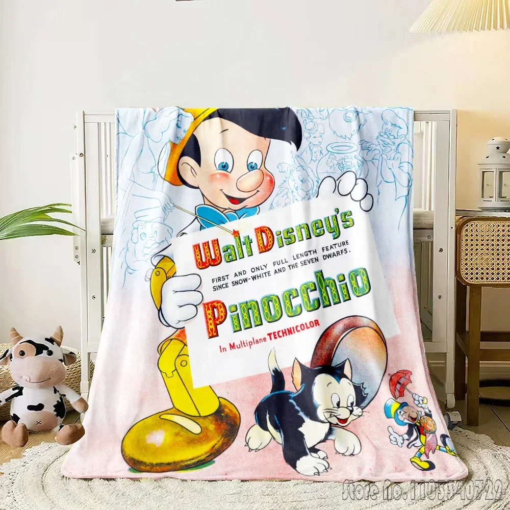 Pinocchio Cartoon 3D Printed Home Cute Kids Blanket Throw for Bed Sofa Decor Fleece Nap Blankets Boys Girls Children Gift