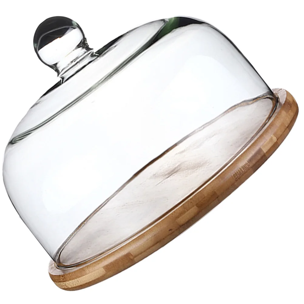 

1 Set Glass Food Cover with Tray Cake Protective Dome Display Stand for Desserts Snacks Glass Cake Dome Cover with Tray