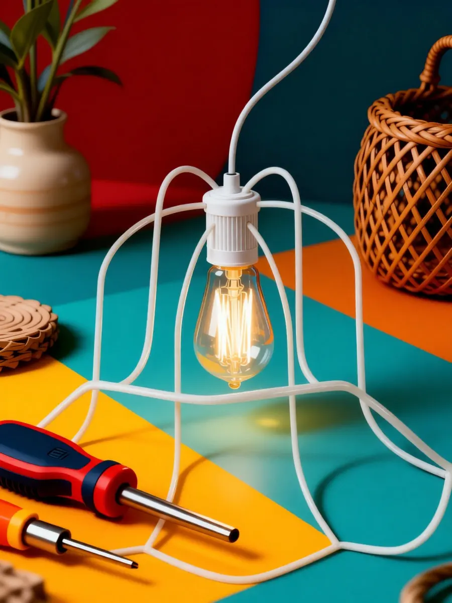 Metal Lampshade Frame DIY Crystal Lamp Bracket Sturdy Wire Cage for Pendant Table Lamp Bedside Light Accessories