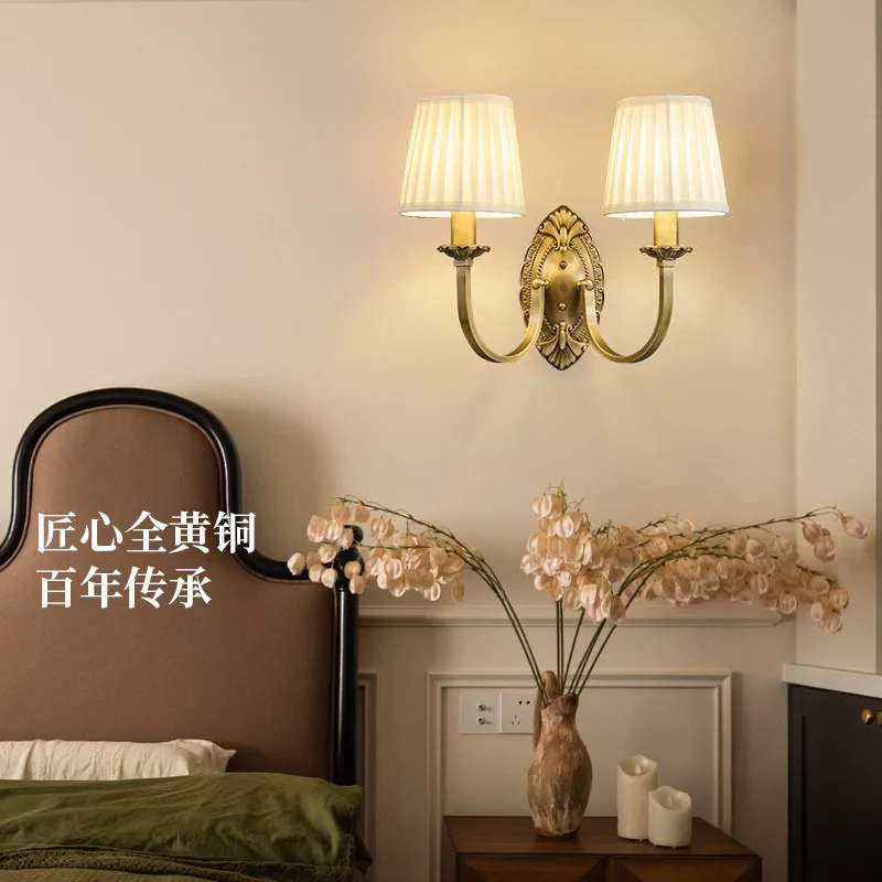 Estilo americano, luminária de parede, toda em cobre, quarto, cabeceira, sala de estar, parede de TV, simples, corredor