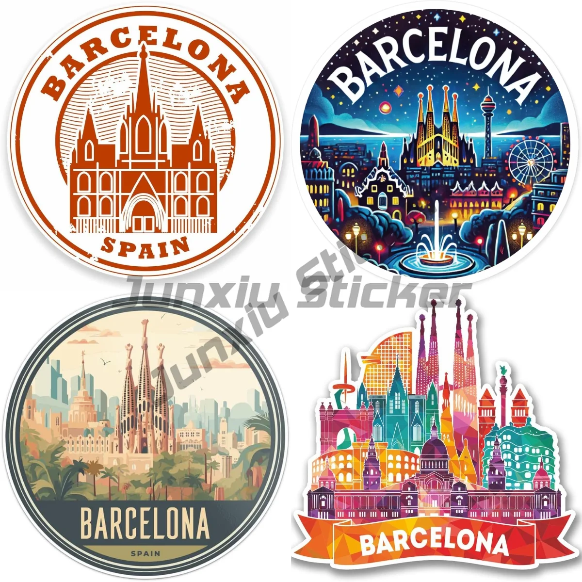 

SPAIN BARCELONA Sagrada Familia Vintage Travel Vinyl Sticker for Car Laptop Self-adhesive Decorative Cover Scratch Decals