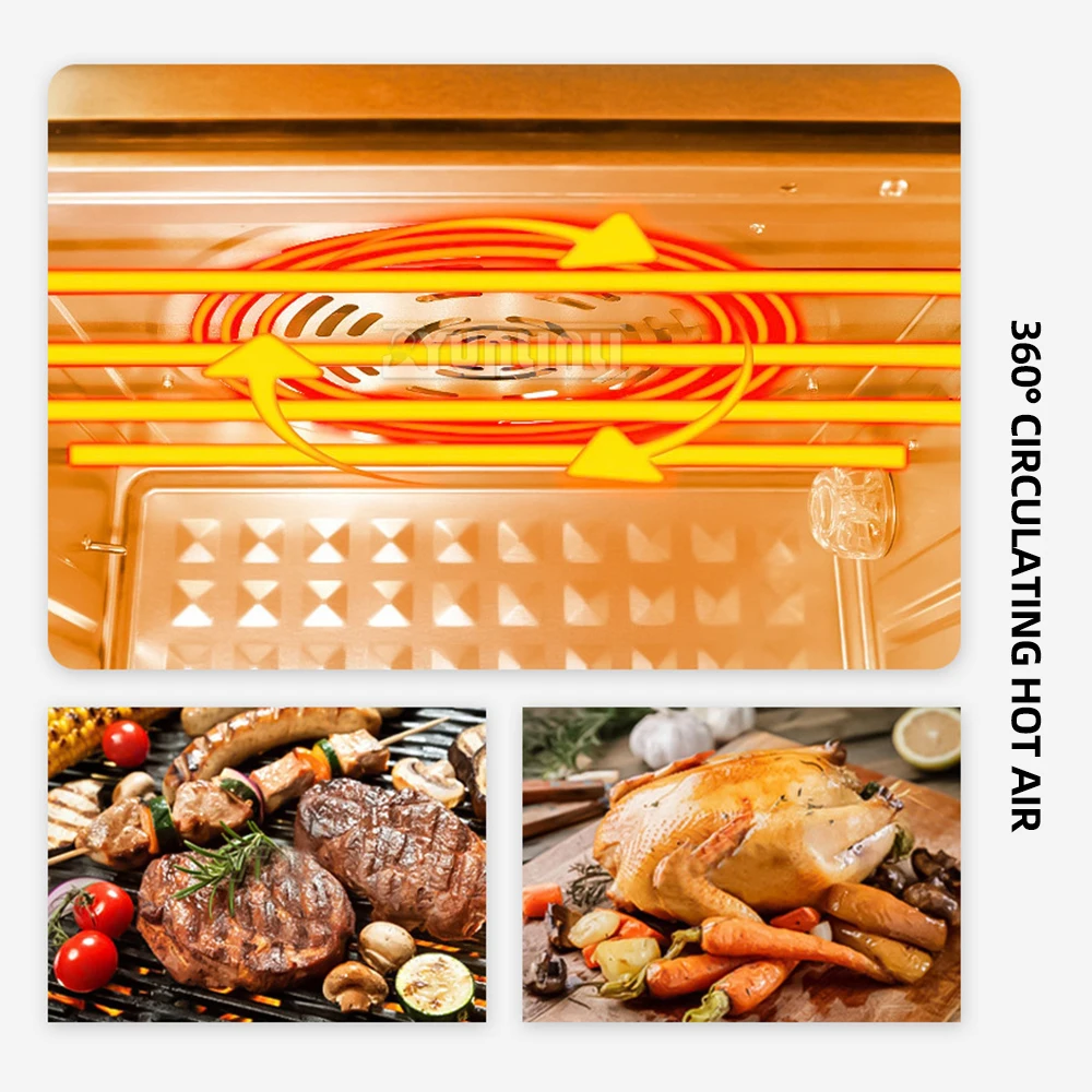 فرن كهربائي من الفولاذ المقاوم للصدأ للخبز، أجهزة المطبخ المنزلية، مقلاة هوائية خالية من الزيت