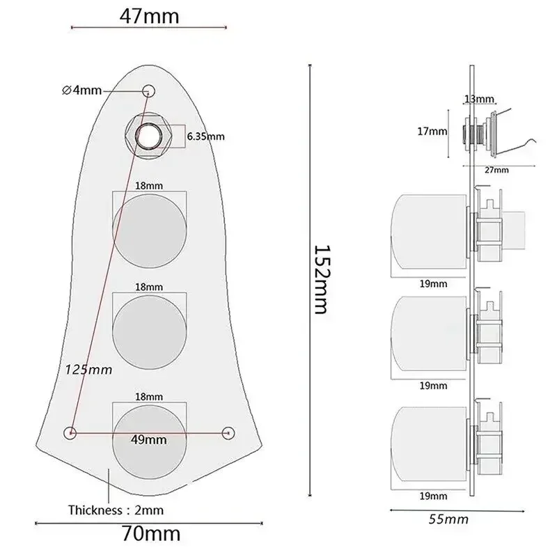 

H X Shop Store--Pre-wired Control Board for Jazz Bass Guitar w/ Harness Push-Pull Potentiometer