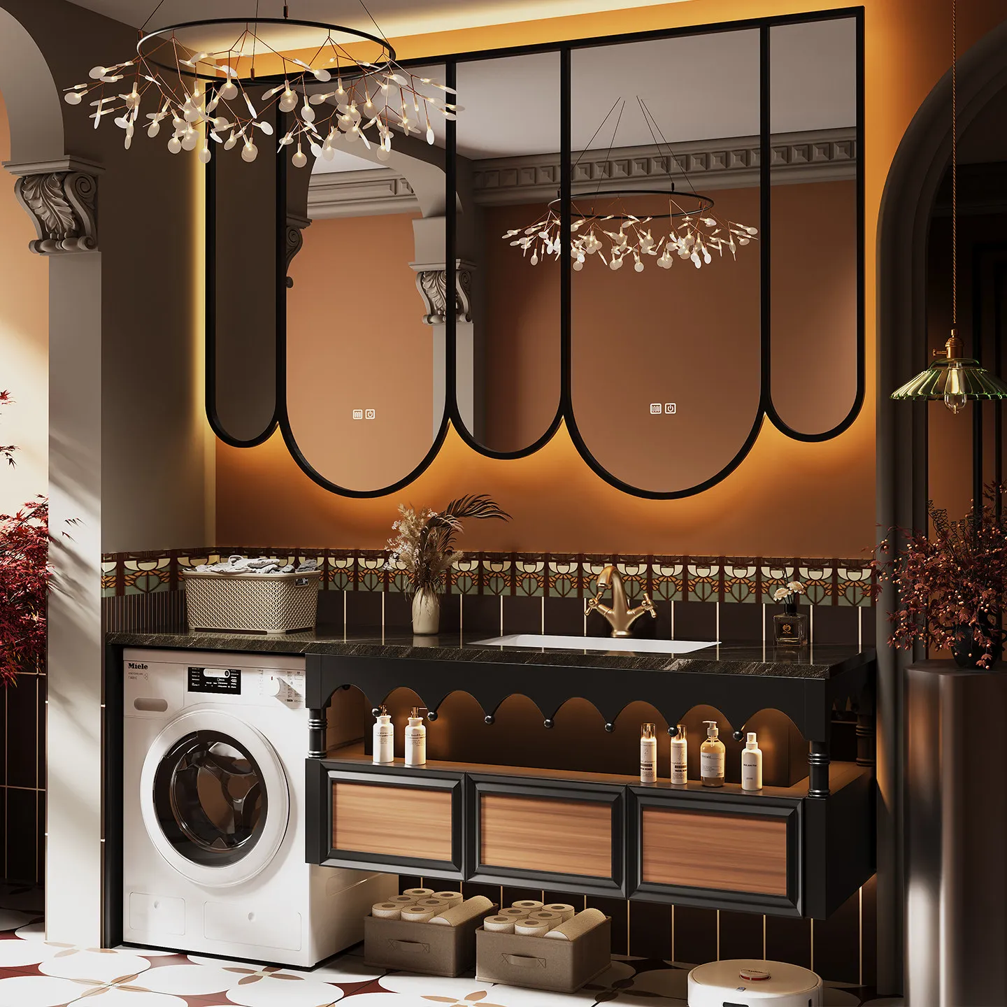 

Комбинированный шкаф для ванной комнаты с интегрированной стиральной машиной, тумба под раковину для балкона.