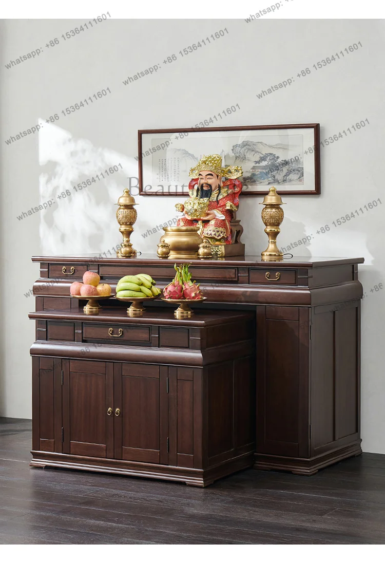 FG  Solid Wood Household God of Wealth Incense Holder Altar Buddha Shrine Offering Table God Altar Buddha Table Simple Design