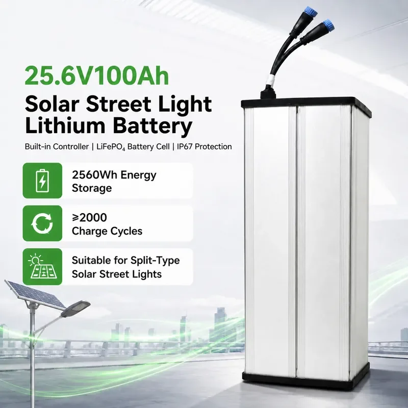 24V 30Ah 54Ah 60Ah 100Ah Solar Street Light Lithium Battery with Built-in Controller Manufacturer Customization
