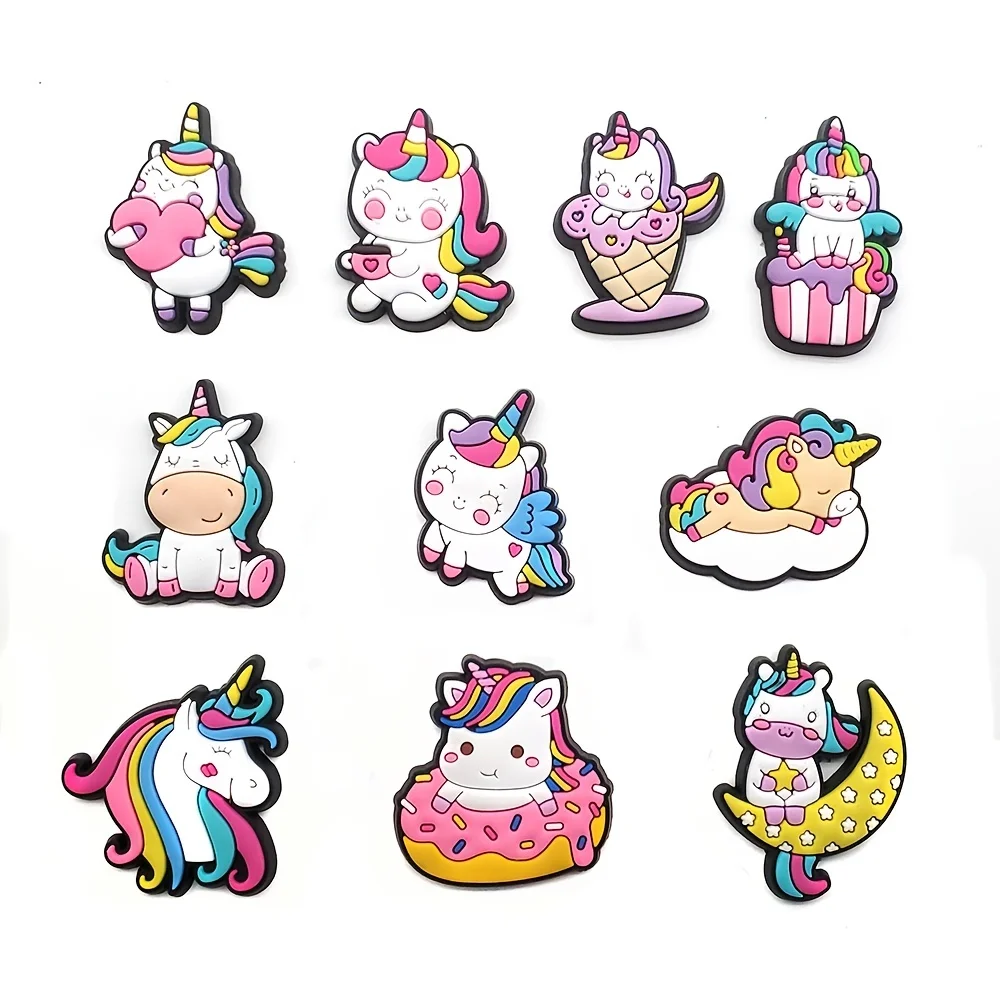 Lot of Unicorn Shoe Decorations Charms for Clogs Bubble Slides Sandals PVC Shoe Accessories for Christmas Birthday Gift