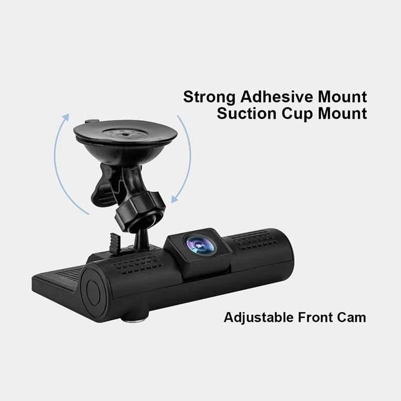 Hd 1080P night vision three lens dashcam suction cup car front, inside and rear synchronous cycle recording video