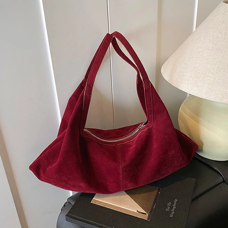 

New Women's Suede Single Shoulder Underarm Bag Autumn/Winter Large Capacity Travel Handbags Versatile Casual Tote Bag