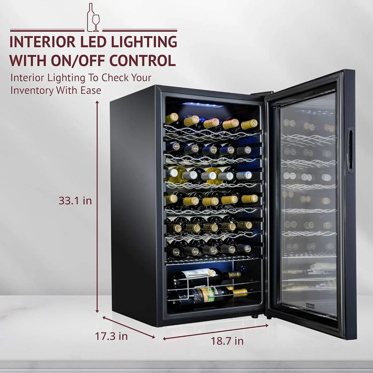 Schmecke 34 Fles Compressor Wijnkoeler Koelkast W/Lock | Grote Vrijstaande Wijnkelder | 41f-64f