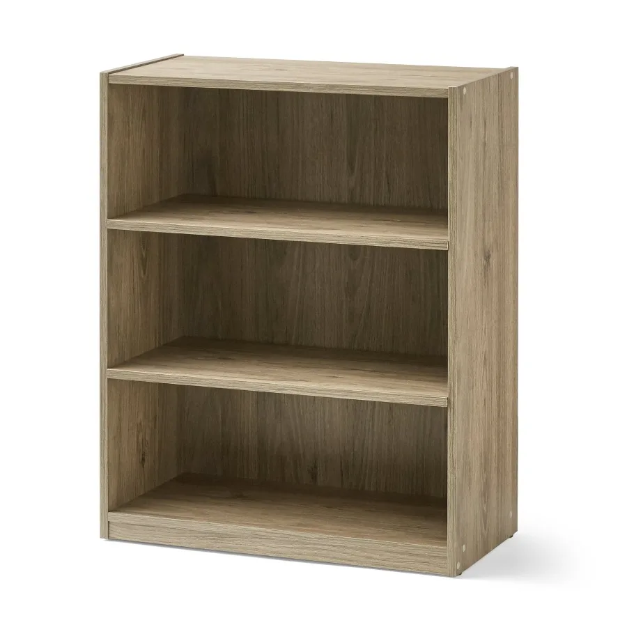 Mainstays 3-Shelf Bookcase with Adjustable Shelves, Rustic Oak