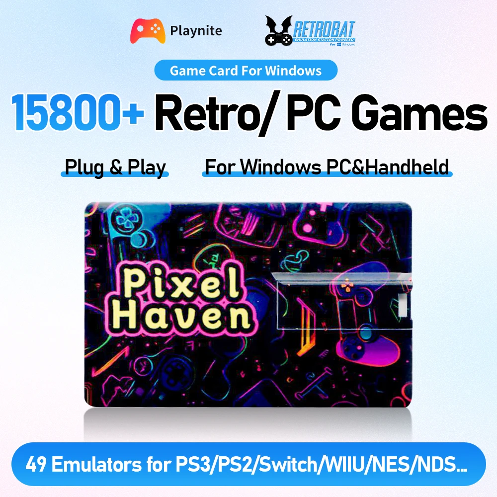 256G Game Card With 15800+ Retro&PC Games Plug&Play Retro Gaming Card For PS3/PS2/Switch/WIIU/NDS/SNES for Windows PC&Handheld