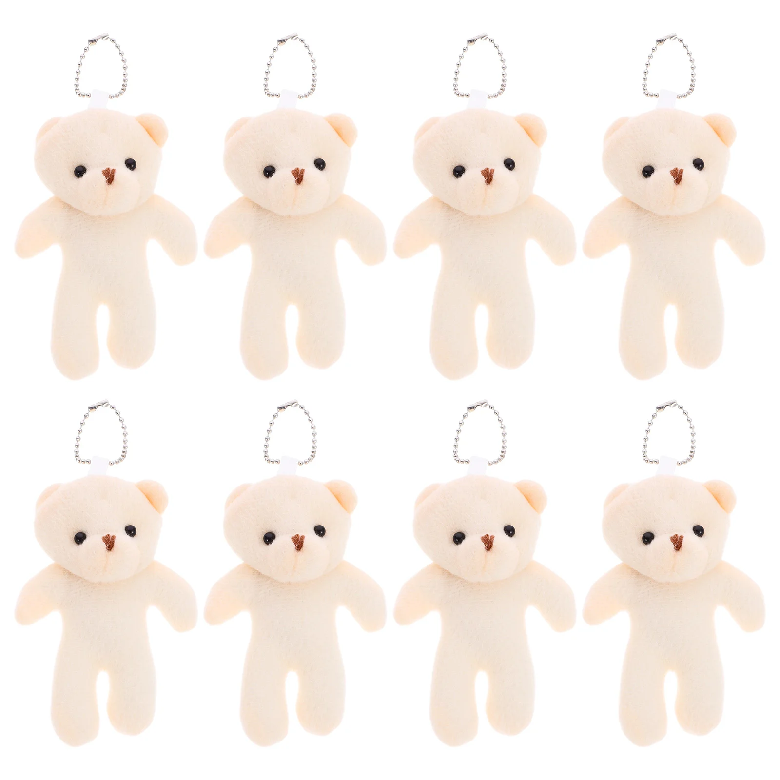

6pcs Plush Bear Keychain Pendant Stuffed Animal Mini Figurines Decorative Hanging Luggage Charm Craft Gift Realistic PP