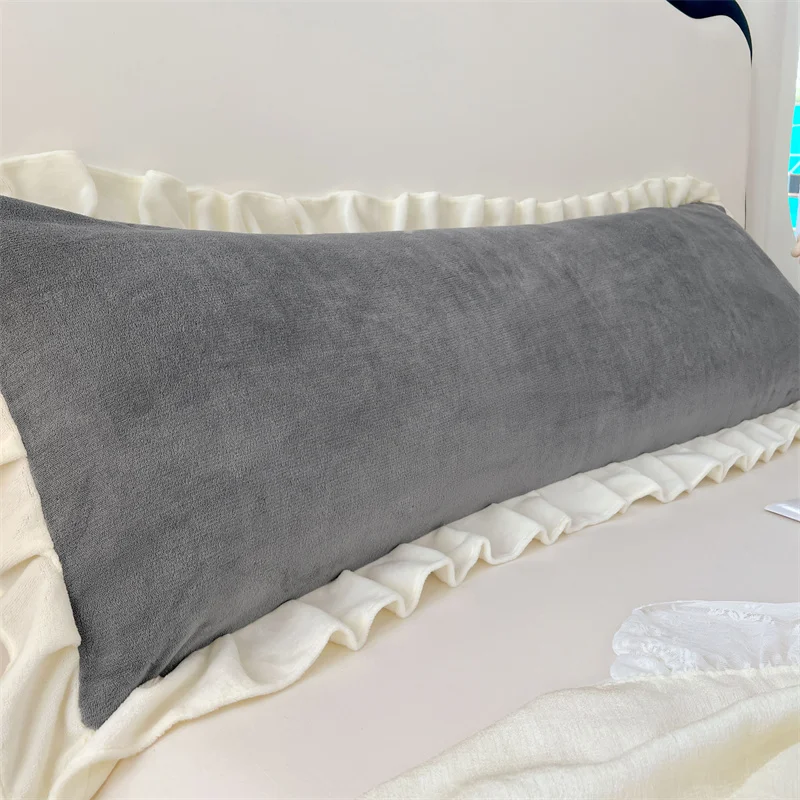 Korean-style Edge Pillowcase and Thick Double-person Pillowcase for Winter Warmth. Double-person Long Pillowcase for Couples