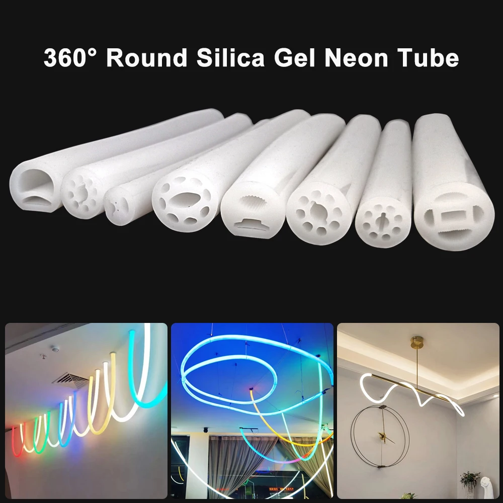 

Round Neon Silica Gel Covering Tube Flexible Soft Lamp Rope For 5/6/8/10mm WS2811 WS2812B SK6812 LED Strip Light IP67 Waterproof