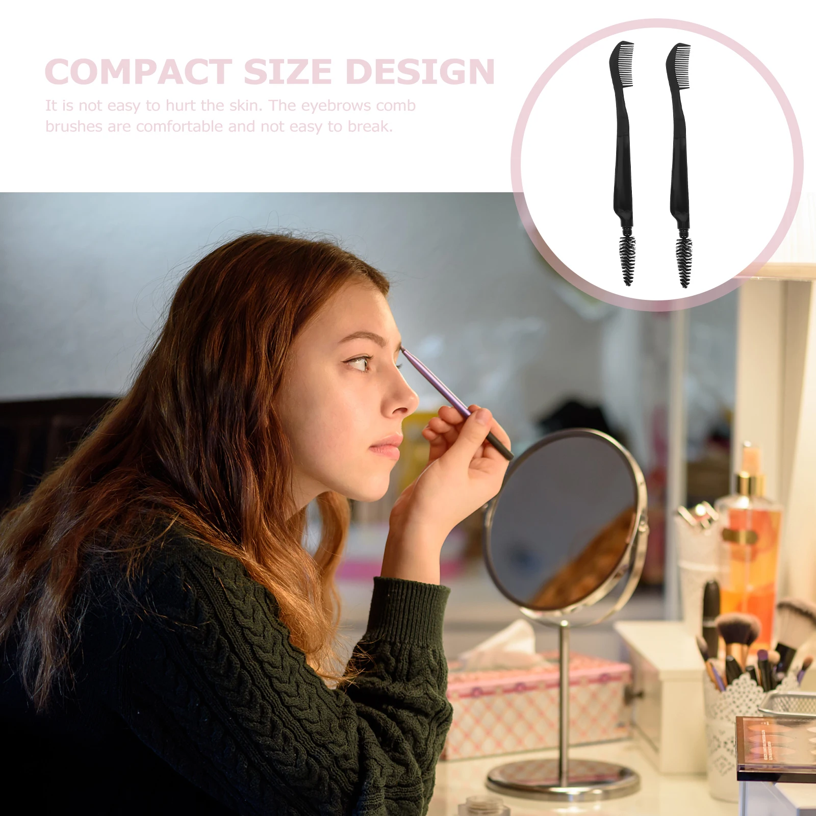 

10 Pcs Eyelash Double-haired Eyebrow Brush Simple Comb Black Plastic Makeup Brushes