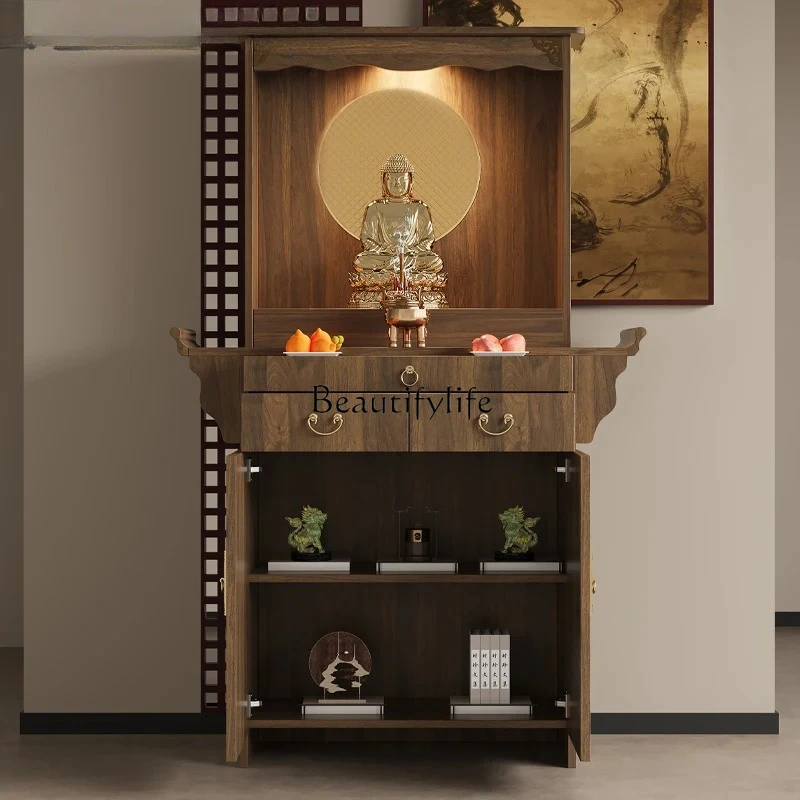 

yj7 Armadietto del santuario del Buddha in legno massello che offre il tavolo per la casa Custodia per incenso Nuovo armadio i