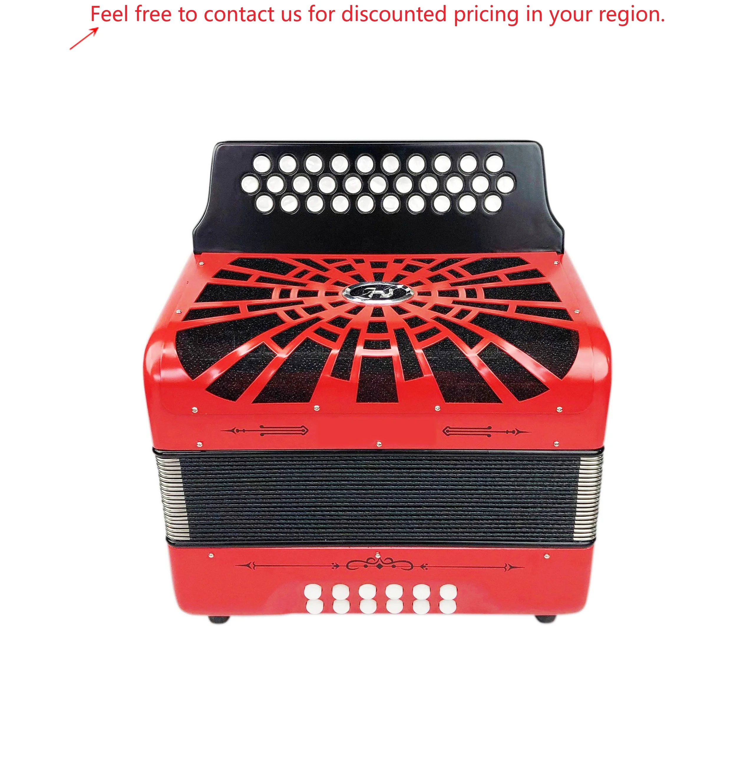 

SEASOUND OEM Professional 31-Button 12-Bass Diatonic Wood Accordion JB3112D With Red Button Acordeon Instrument