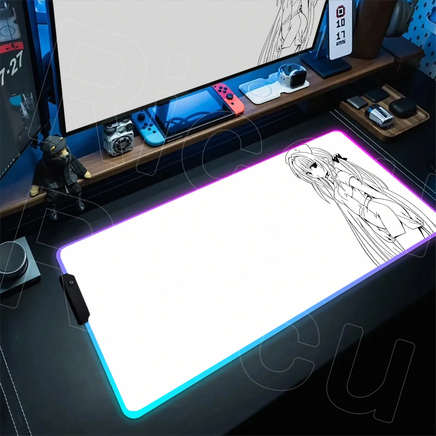 RGB Anime Love-Ru Golden Darkness mousepad Led Mousepad backlight PC Accessories DeskMat desk organizers and trays Setup DeskMat