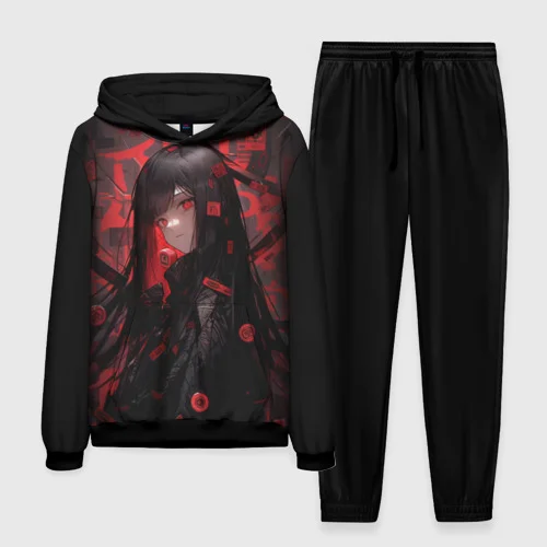 Novo anime samurai katana menina gráfico hoodies calças define impressão 3d moletom com capuz 2 pçs terno casual das mulheres dos homens roupas de treino