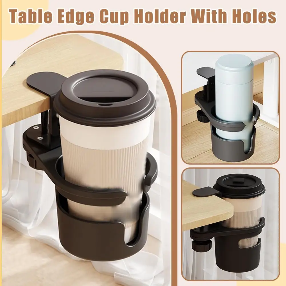 

Universal Desk Cup Holder Adjustable Arm Clamp Stand 360 Rotating Clamp Table Degree Edge Anti-Fall Holder Cup F2I1