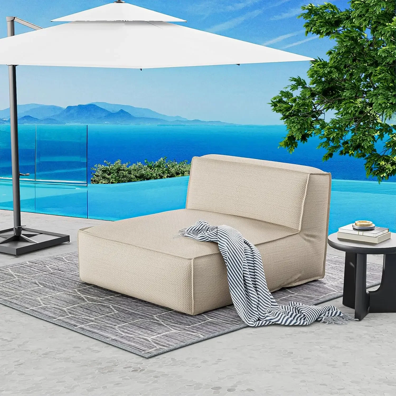 Outdoor Bean Bed Loveseat Large Bean Bag Chair for Adults Outdoor Sofa Couch Outside Chaise Lounge Chair Foam Filling Sun Lounge