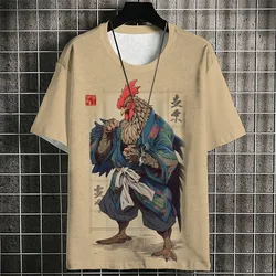Japanese Samurai Cat Men's T-Shirt Summer Fashion Short Sleeve 3d Printed Cartoon Men's Clothing Anime T Shirt For Men Tops Tees