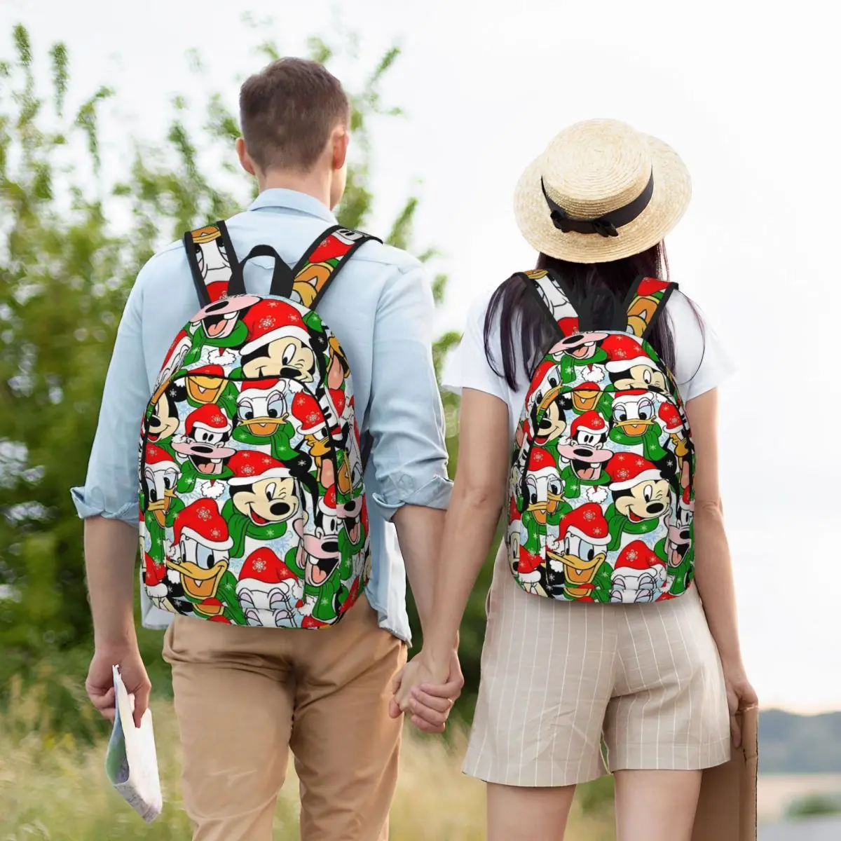 Kawaii Mickey Mouse Weihnachts rucksack für Männer Frauen Mode Student Arbeit Daypack Laptop Umhängetasche mit Tasche