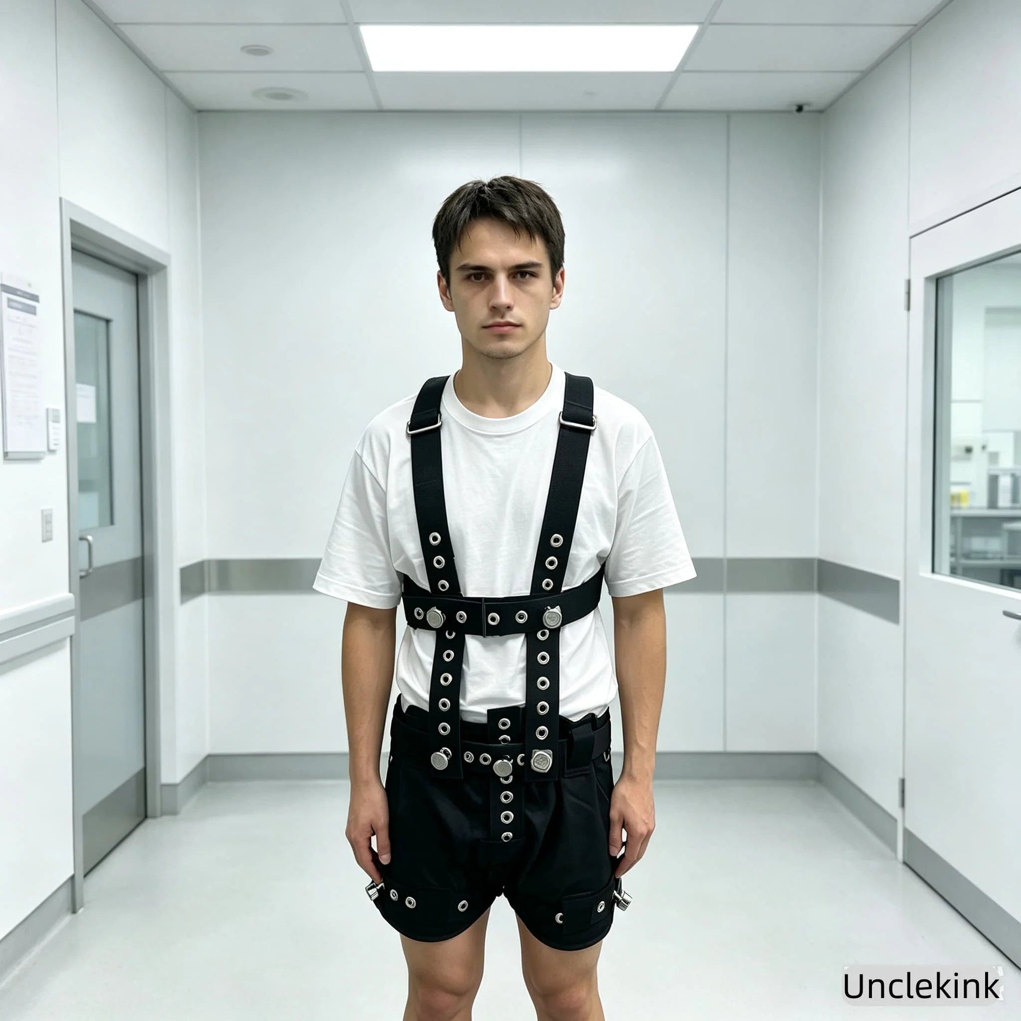 Medical Restraint Harness Full Suspender Set Heavy Duty Diaper Cover Shorts Adjustable Restraint Gear Magnetic Lock for Patients view 3