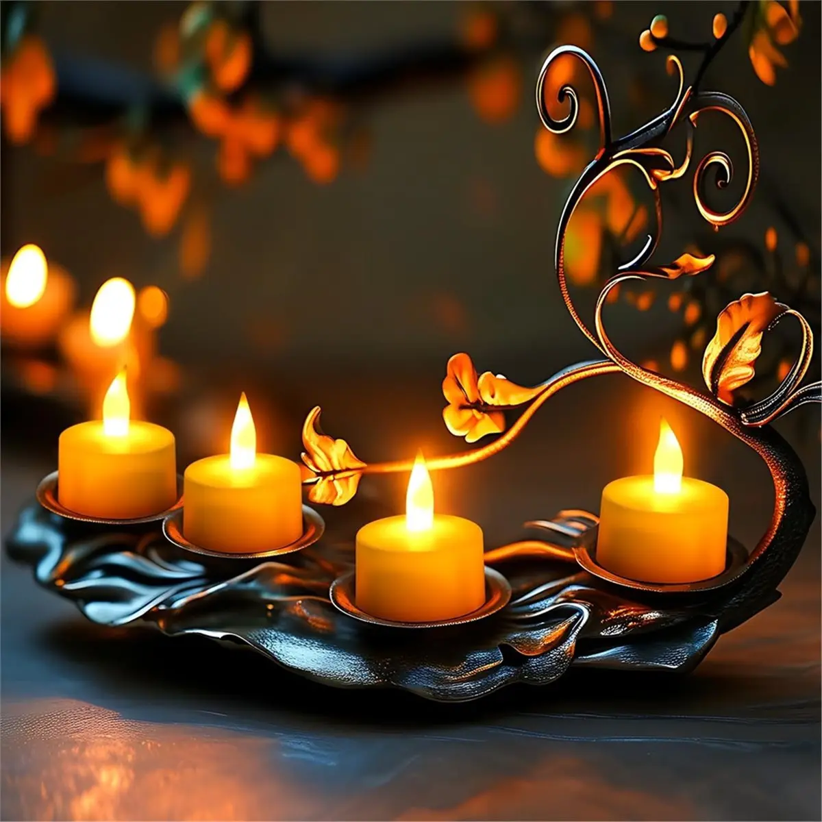 DT75BG Rechargeable Tea Lights Candles 12pcs Flameless Flickering Candles with Remote Control Timer & Charging Base, Decoration