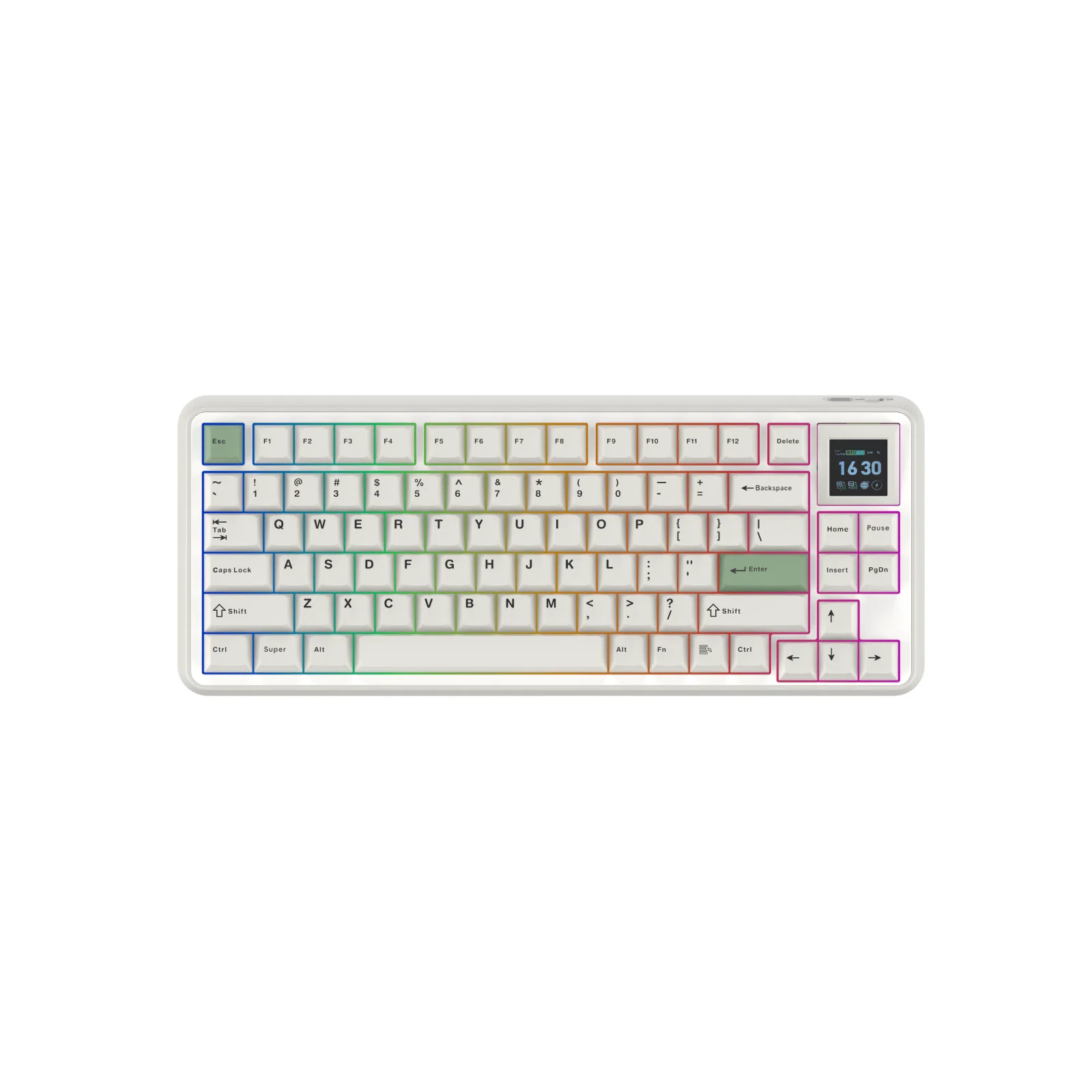 EPOMAKER RT75 75% ANSI US Layout Tri-Mode Wireless Thocky Gasket PBT Keycap Mechanisch toetsenbord met RGB-achtergrondverlichting en 1,54” scherm