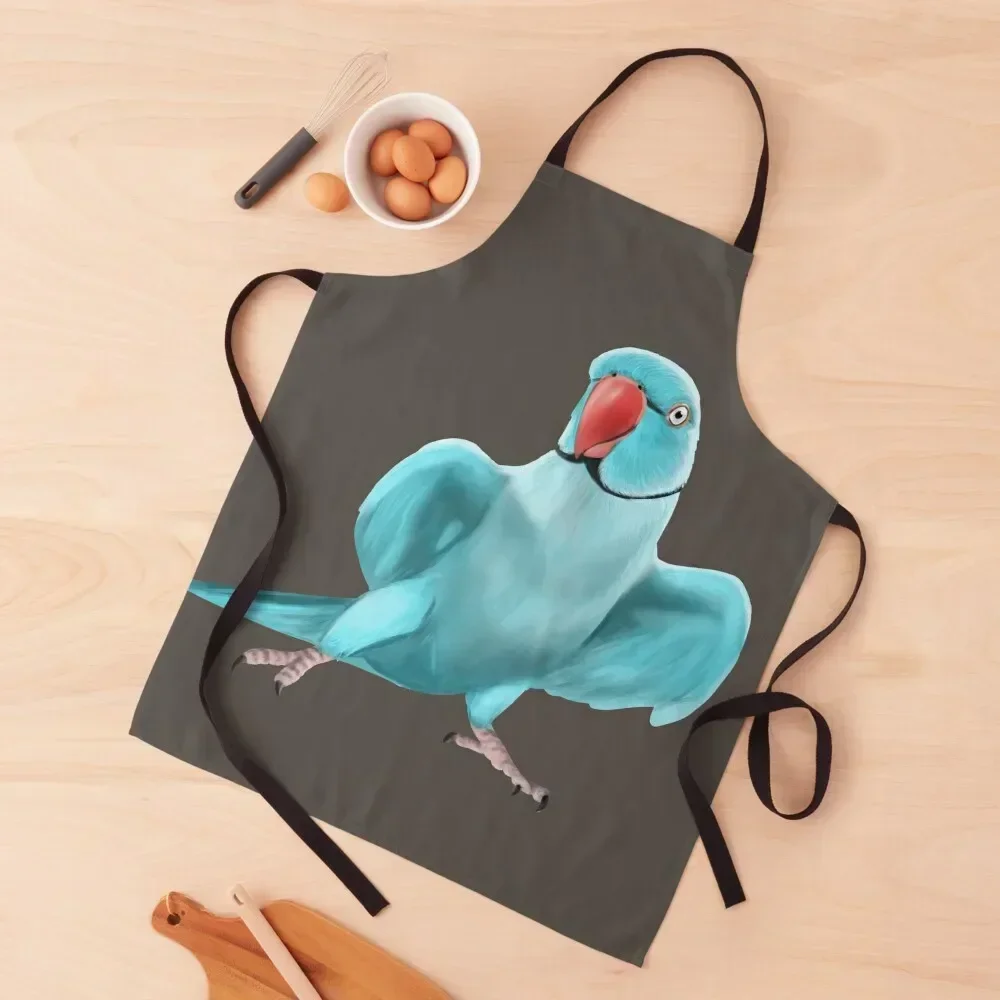 

Blue Indian Ringneck Parrot Apron Men's Kitchen Household Items Things For The Home Custom Apron