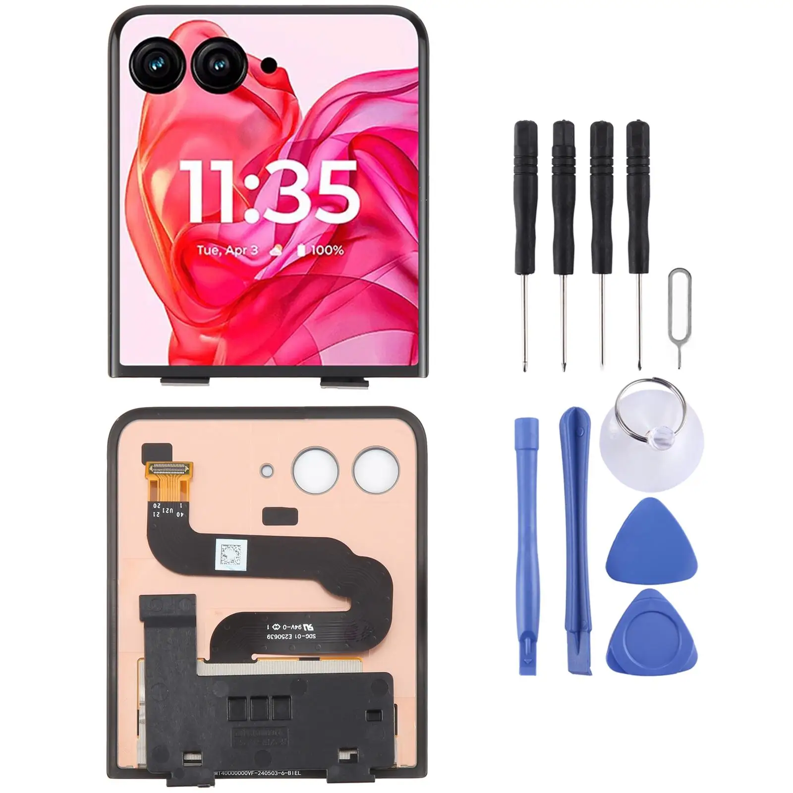 Вторичный ЖК-экран OLED для Motorola Razr 50 Ultra с дигитайзером, полная сборка, детали для телефона, ремонт дисплея, запасная часть