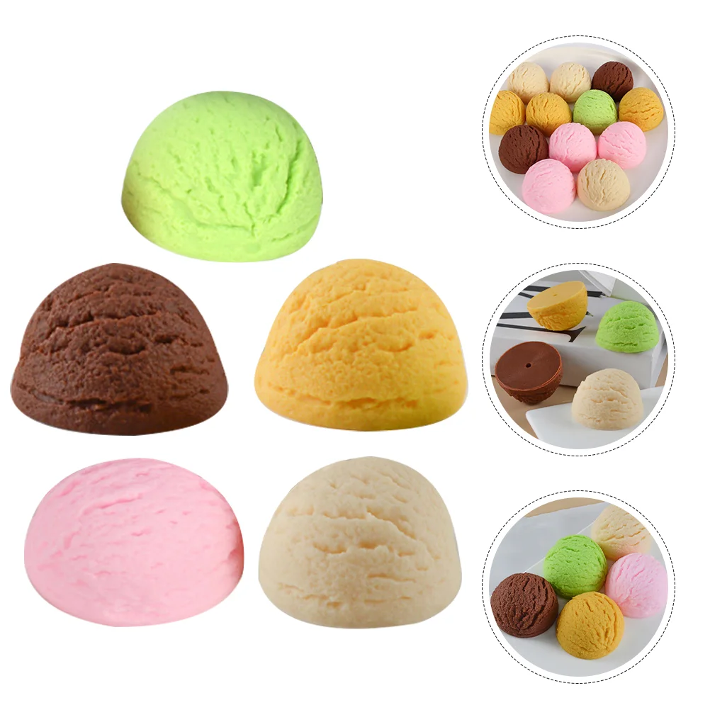 5 Pcs Simulation Ice Cream Balls Photo Prop Party Supplies Realistic Toy Bread Decorative Pvc