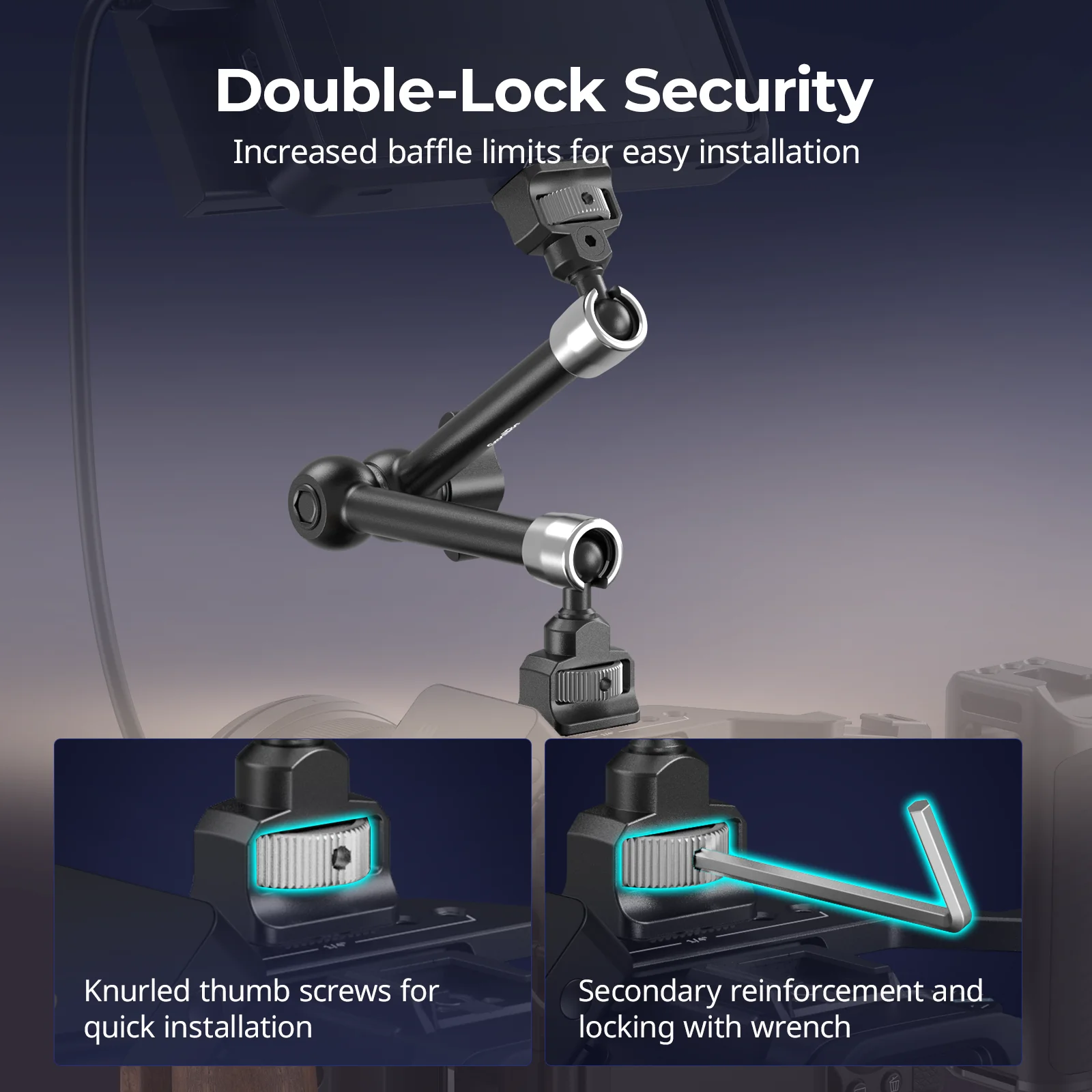 SmallRig 7/11 بوصة دعم الذراع السحري مع 1/4 "-20 مسامير ودبابيس قابلة للسحب لشاشات أضواء الفيديو الهواتف الذكية وكاميرا الحركة