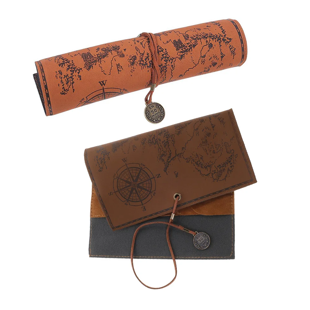 

2 Pcs Retro Canvas Pen Bag Portable Pencil Pouch Storage Wrap Drawing Case
