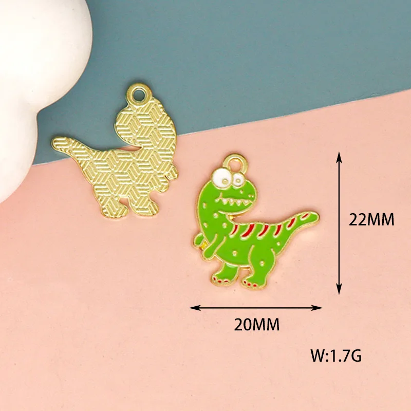 5Pcs Cute Cartoon Dinosaur Alloy Oil Drip Pendant Charm DIY Handmade Bracelet Necklace Earring Accessories