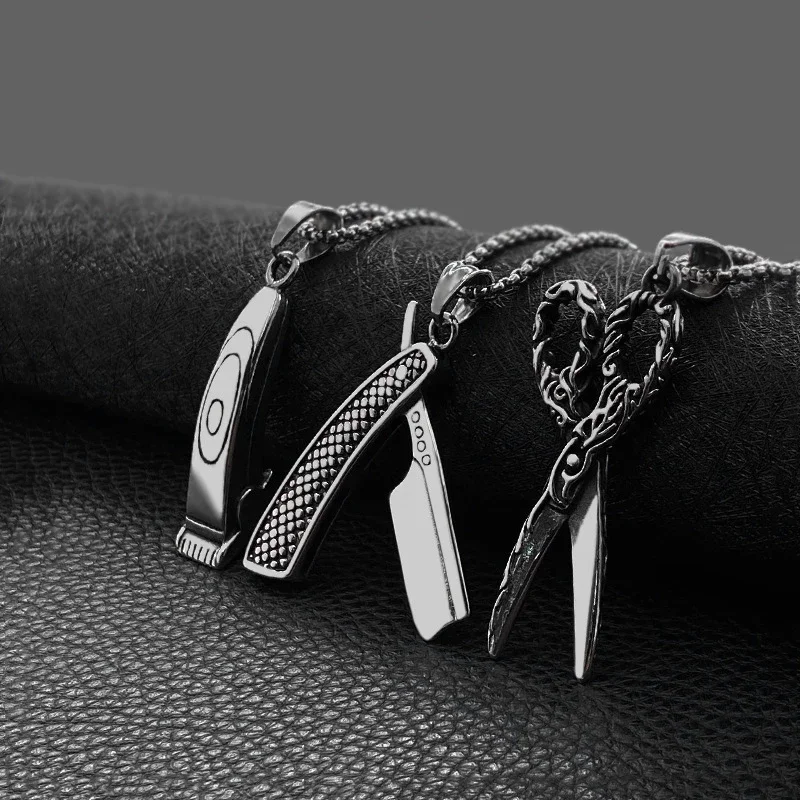 Titanium Steel Necklace Stainless Steel Haircut Set Accessories New Product Trend Razor Pendant Jewelry Hot Sale
