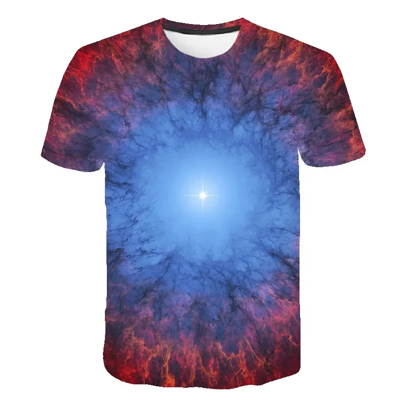 Summer Cosmic Galaxy Men's Space 3d Printing T-shirt Short-sleeved Printed Harajuku Casual Tops O-neck Breathable Thin Section