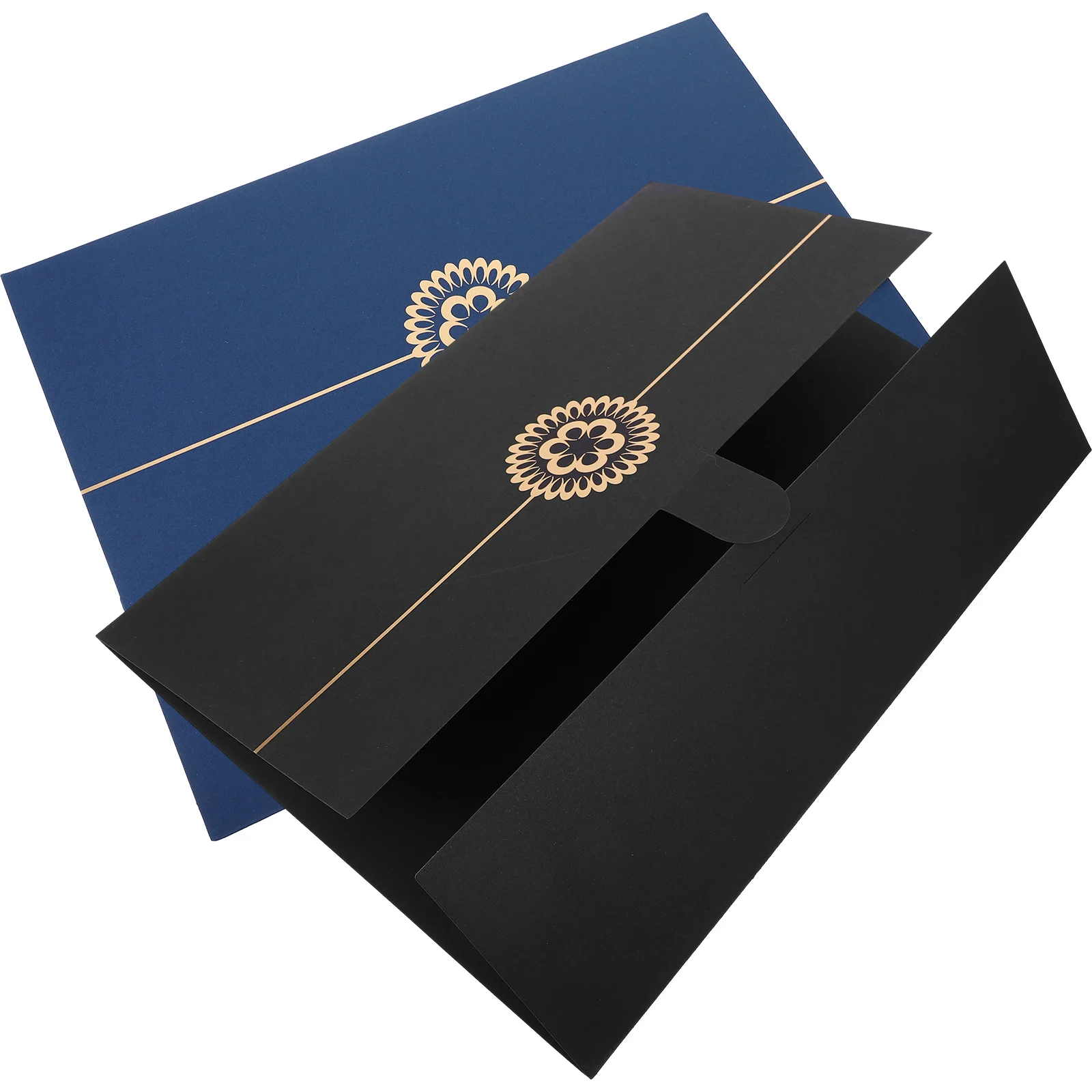 

4pcs A4 Paper Certificate Covers Gold Diploma Document Holders Black Red Rounded Corners Frame Folder for Award