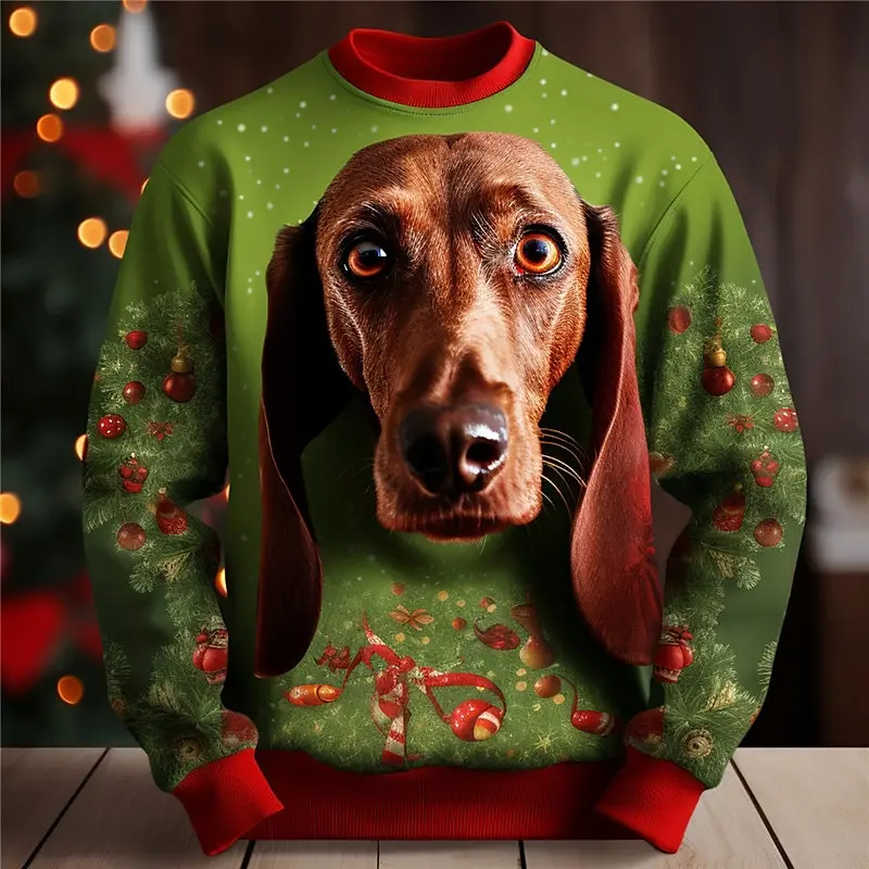 

Men's Graphic Dog Merry Christmas Sweatshirts Long Sleeve Sweatshirt Crew Neck Fashion Daily Casual 3D Print Sports Clothing New