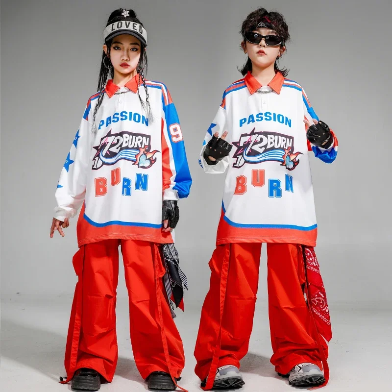 소년 힙합 패션 운동복 조깅 바지 소녀 느슨한 streetwear 아동 의류 세트 어린이 재즈 스트리트 댄스 k-pop 의상