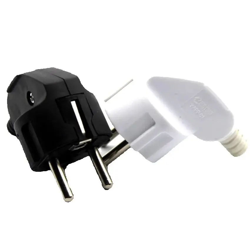 Black White 16A Elbow Ground EU Wiring Power Plug German France Assembly Power Cord Connector Plug Russia Detachable Schuko Plug
