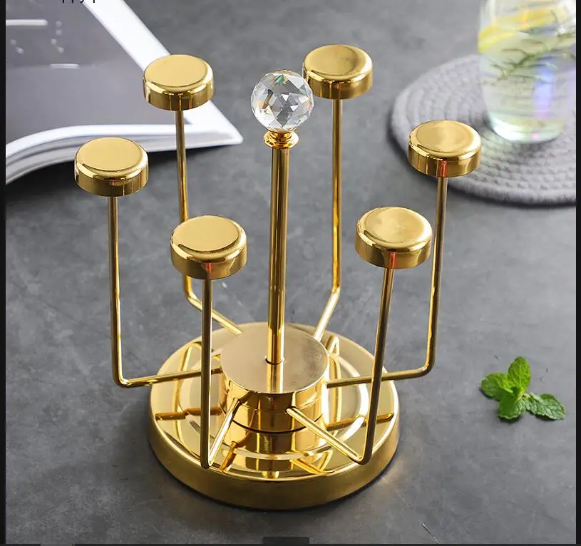 

Stainless Steel Rotatable Cup Holder Home Mug Storage Rack Drain Upside Down Decoration Metal Tumbler Holders