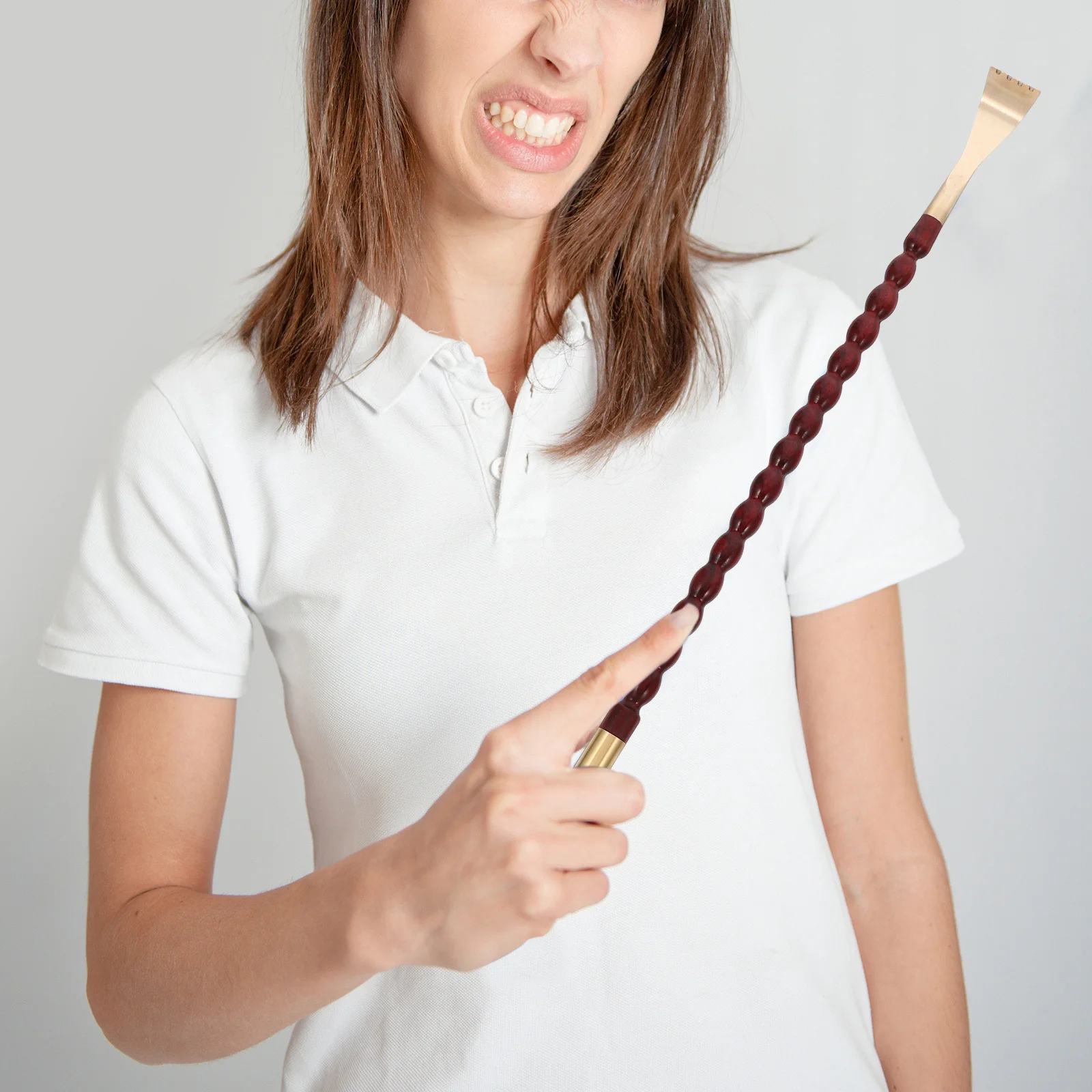 

Деревянный скребок для спины из латуни с бисером и длинной ручкой, портативный массажный инструмент для когтей, облегчение зуда, релаксация царапин, деревянный скребок для тела