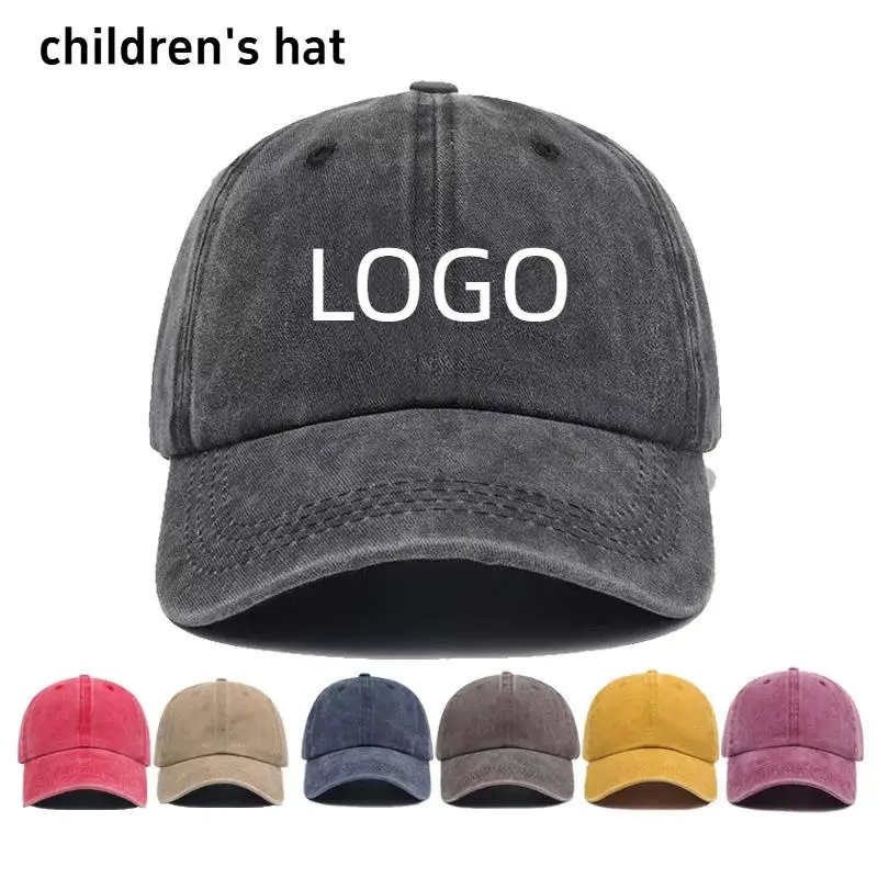 Children's Baseball Cap Personalized Retro Washed Vintage Duck Tongue Cap Customized Logo Adjustable Children's Hat 100% Cotton