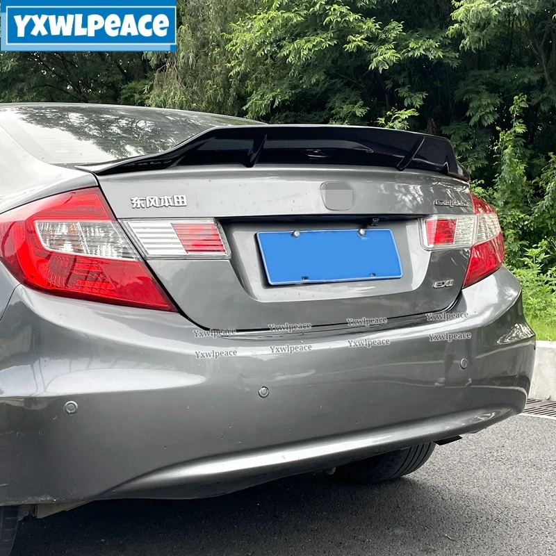 

For Honda Civic 4 Doors 2012 2013 Spoiler High Quality ABS Plastic R Style Primer Color Rear Trunk Lip Spoiler Car Accessories