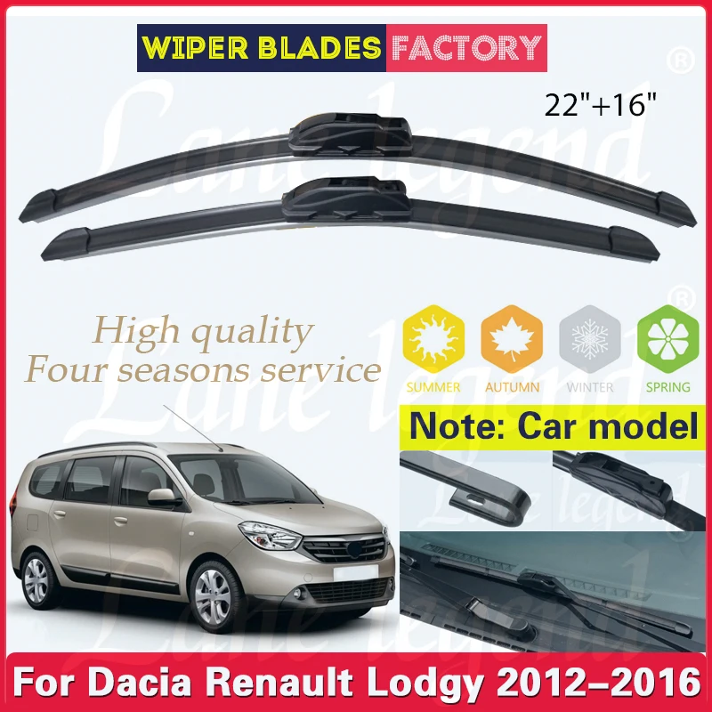 

Car Wiper LHD Front Wiper Blades For Dacia Renault Lodgy 2012 - 2016 Windshield Windscreen Window Car Rain Brushes 2015 22"+16"