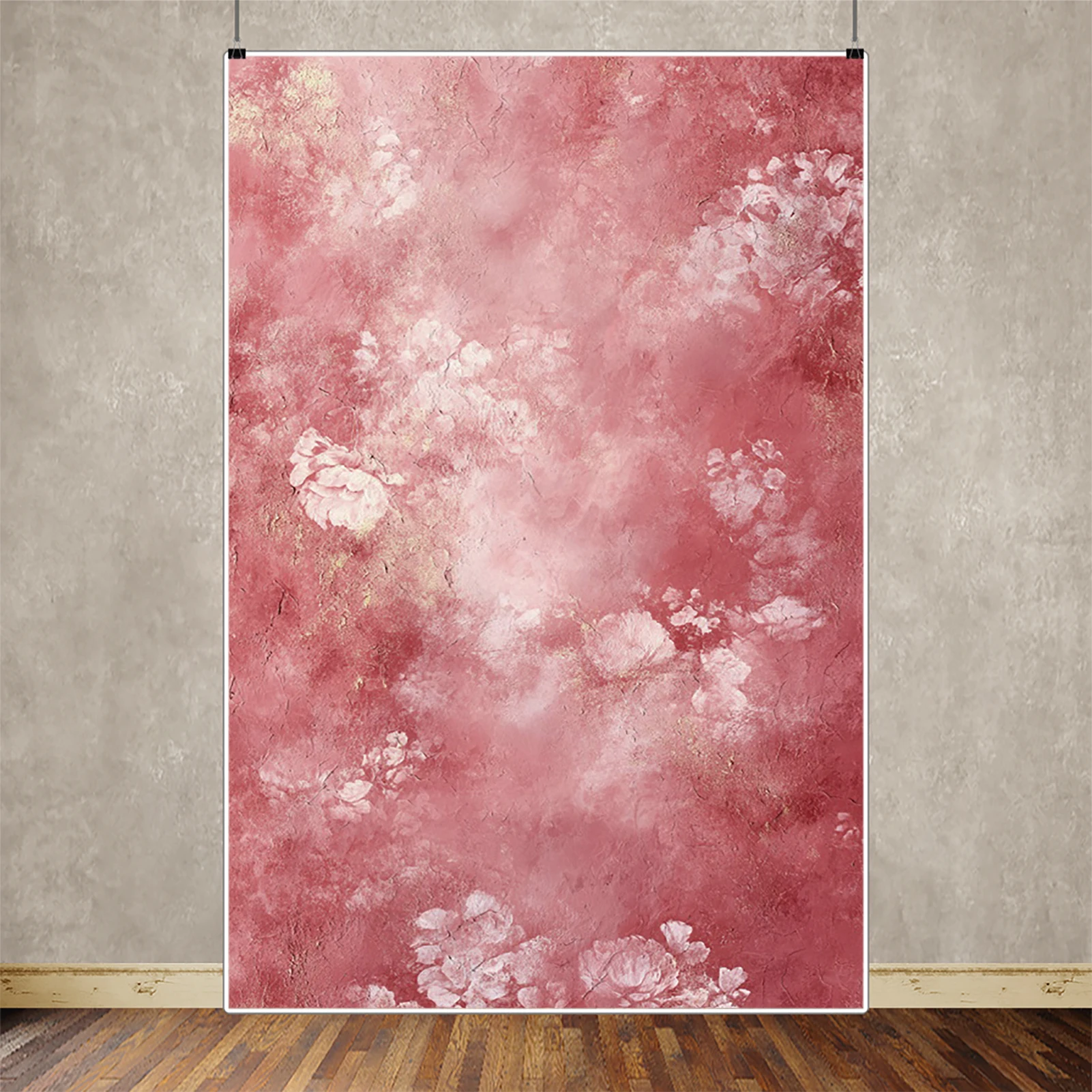 

MOON.QG Pink Red Floral Fantasy Photographic Background Baby Shower Gradient Abstract Texture Backdrop Photography Props Party