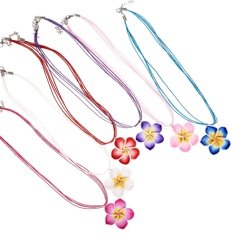 1Set Ladies Fashion Flower Wax Rope Sweet Simple Necklace Earring Set Jewelry Gift